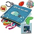 Fish Baby Book 0-6 Months,Touch Feel Cloth Crinkle Books for Babies,Infant Baby Toys 6-12 Months,Learning Education Soft Sensory Mirror Toy,Teether,Shower Gifts for Boys Girls-Gift Box