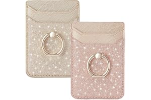 BIAJIYA Phone Card Holder RFID Leather Wallet Credit Adhesive Cell Case Stick-on Card Holder for Women and Men Back of Phone for Most of Smartphones