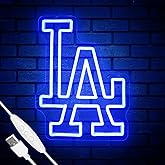 LA Baseball Neon Sign, Los Angeles Cool Light Up Dimmable LA Team Logo Hanging Led Neon Sign for Baseball Wall Decor Art, Bedroom, Party, Man Cave, Garage, Birthday Christmas Gift for Baseball Fans