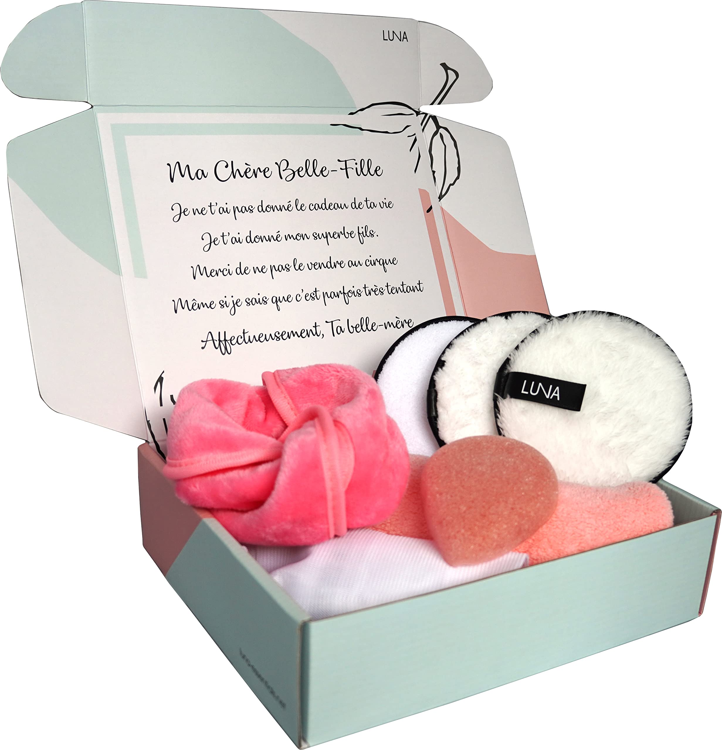 Women's Beauty Spa Gift Set to Give Your Daughter in Law with Personalised Message, 7 Piece Original and Useful Make-Up Removal Set