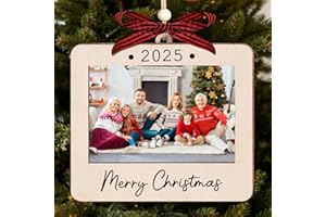 2025 Christmas Ornament Picture Frame - Personalized Photo Frame Ornaments for Christmas Tree Decorations,Wood Christmas Cust