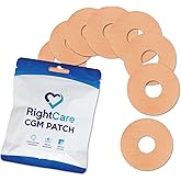RightCare CGM Adhesive Patches Pre-Cut for Freestyle Libre 2 &amp;3 and Lingo, Waterproof Adhesive Medical Tape, Uncovered Circle Protective Patches, Tan, Bag of 25
