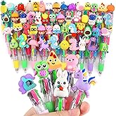 arscniek 60Pcs Multicolor Pen in One, 4-in-1 0.5mm Fine Point Cute Pens, Fun Kawaii Ballpoint Pen for Children's Party Favors, Classroom Prizes, Teacher School Supplies, Bulk Gifts for Students