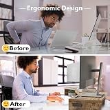 BONTEC Dual Monitor Stand Riser Rustic Brown with Phone Holder view 4