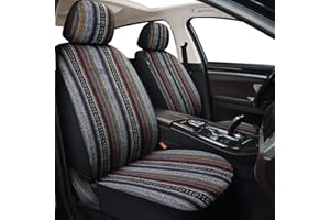 AKAUTO Baja Saddle Blanket Car Seat Covers Front Set, Washable and Breathable Automotive Vehicle Seat Cover, Universal Colorful Striped Woven Interior Cover for Sedan, SUV, Truck, Airbag Compatible