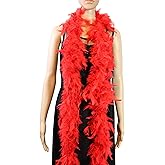 Flydreamfeathers 40 Gram 72" Long, Turkey Chandelle Feather Boa, Dancing Wedding Crafting Party Dress Up, Halloween Costume Decoration(red color)