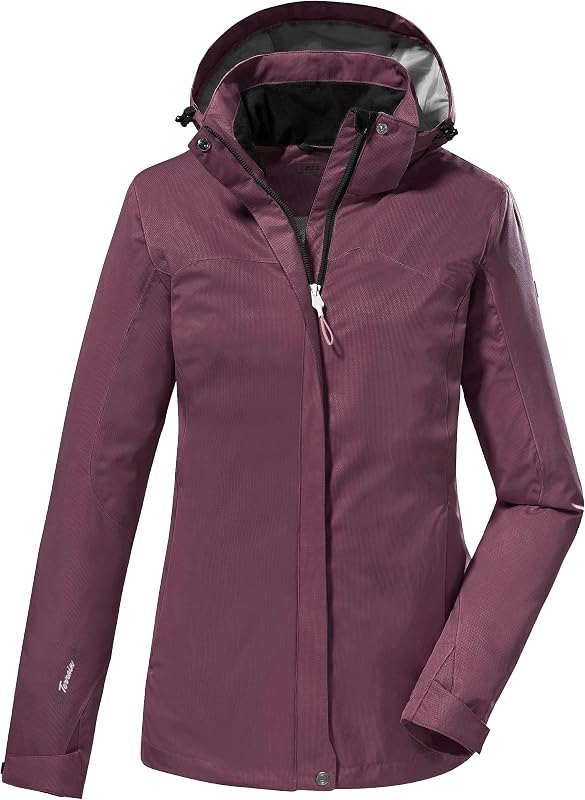 Donna Giacca funzionale/giubbotto da esterno con cappuccio senza zip KOS 133 WMN JCKT, aubergine, 34, 38383-000