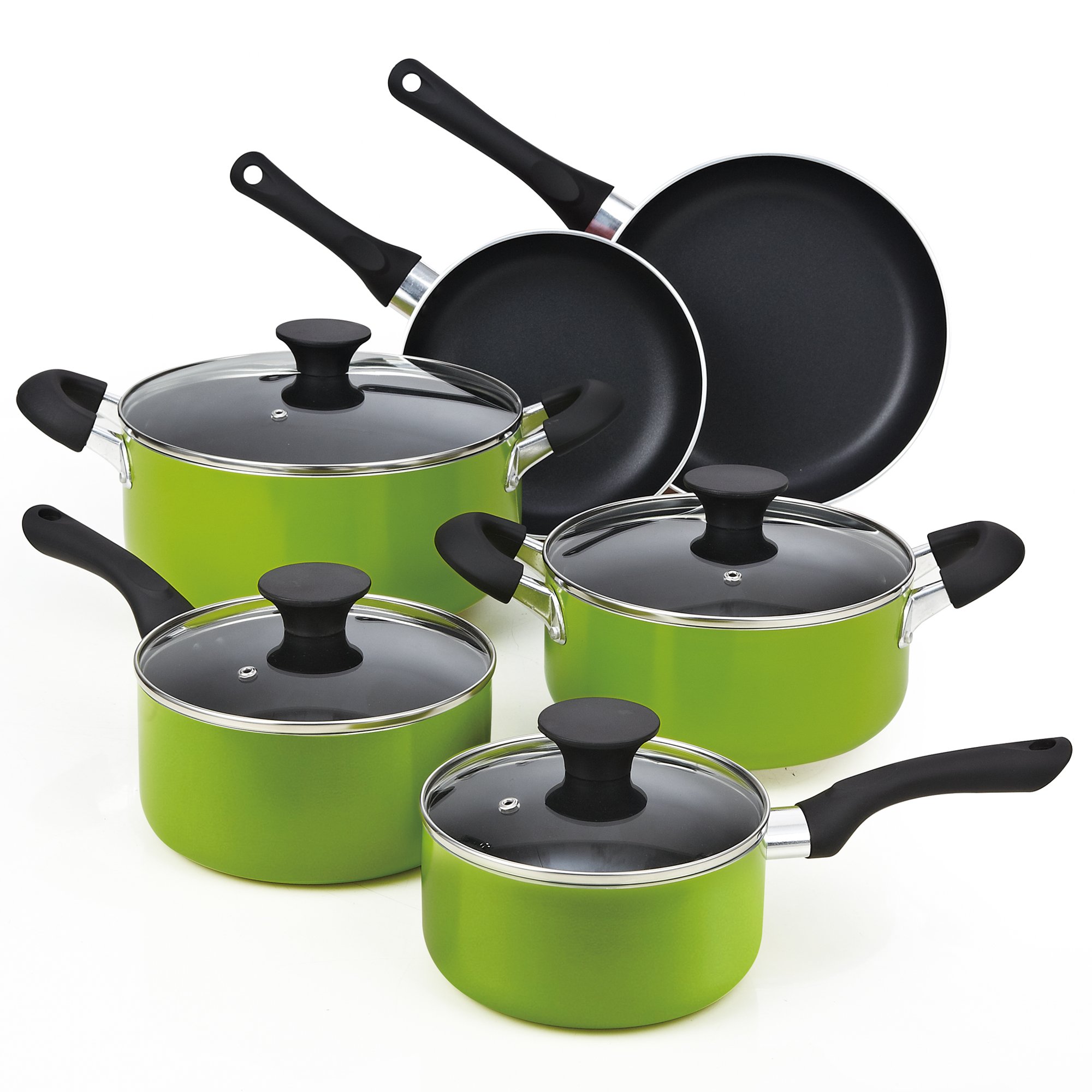 Cook N Home 10Piece Nonstick Stay Cool Handle Cookware Set, Green Amazon