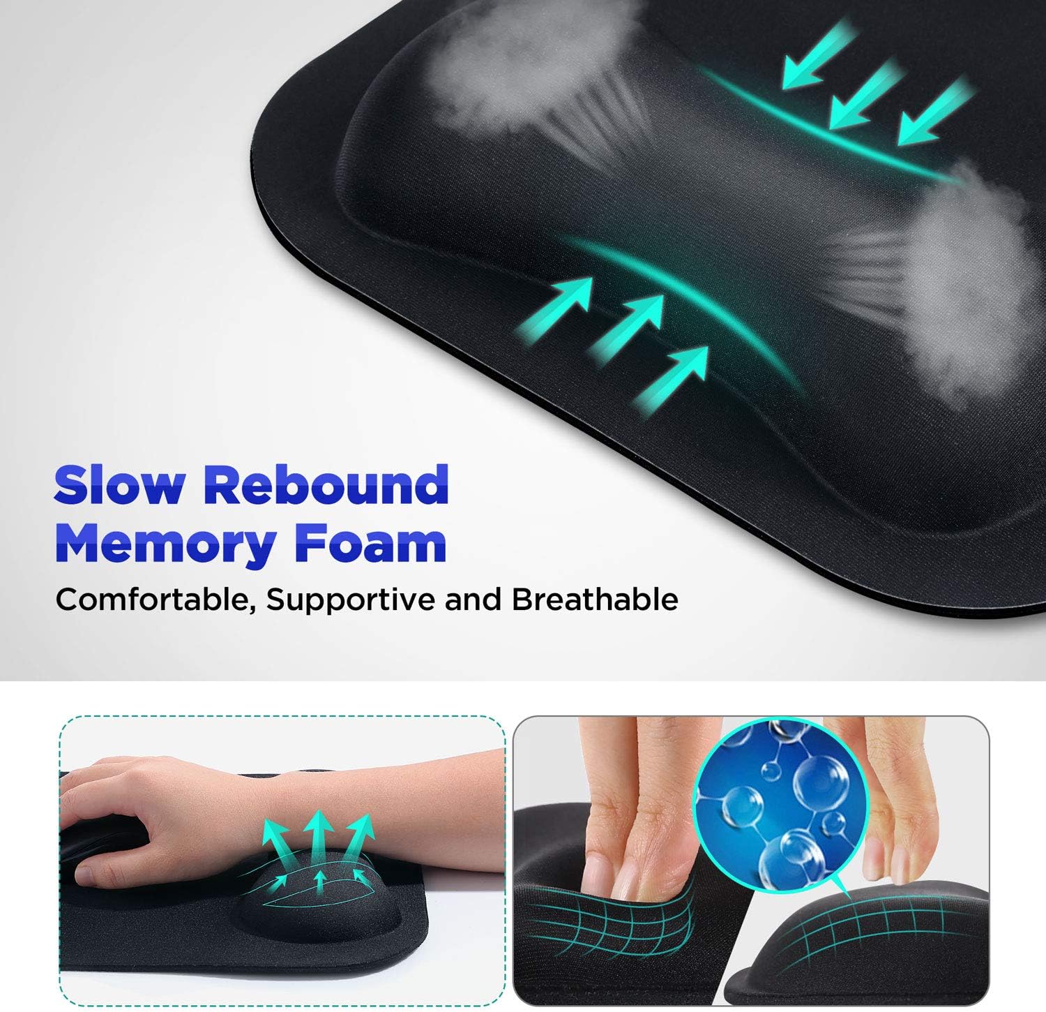 Gimars Large Smooth Superfine Fibre Memory Foam Ergonomic Mouse Pad Wrist Rest Support - Mousepad with Nonslip Base for Laptop, Computer, Gaming & Office - Comfortable for Easy Typing & Pain Relief : Office Products
