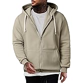 JMIERR Mens Full Zip Hooded Fleece Drawstring Hoodies Pullover Sweatshirts Casual Long Sleeve Shirts