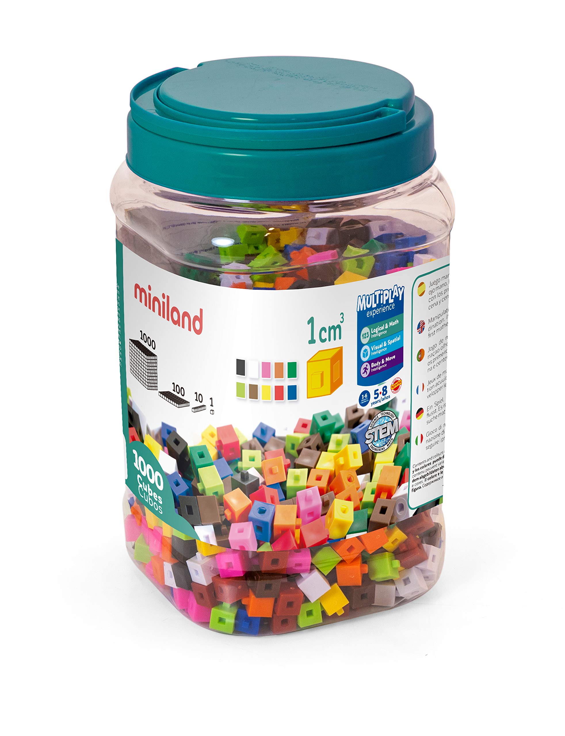 Miniland 1 cm Cubes In Jar (1000-Piece 95211