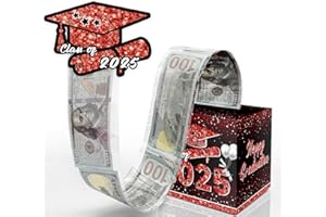 SNILOAW 2025 Graduation Money Box for Cash Gift Pull, Graduation Gifts for Women Men, Money Pull Box Gift Grad,Suprise Funny Graduation Gifts for College Holder for Cash with Pull Out Card DIY (Black Red)