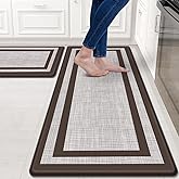 Mattitude Kitchen Mats Set of 2 Cushioned Anti-Fatigue Non-Skid Rug Sets Ergonomic Comfort Standing Mat for Kitchen, Floor, Office, Sink, Laundry,Chocolate