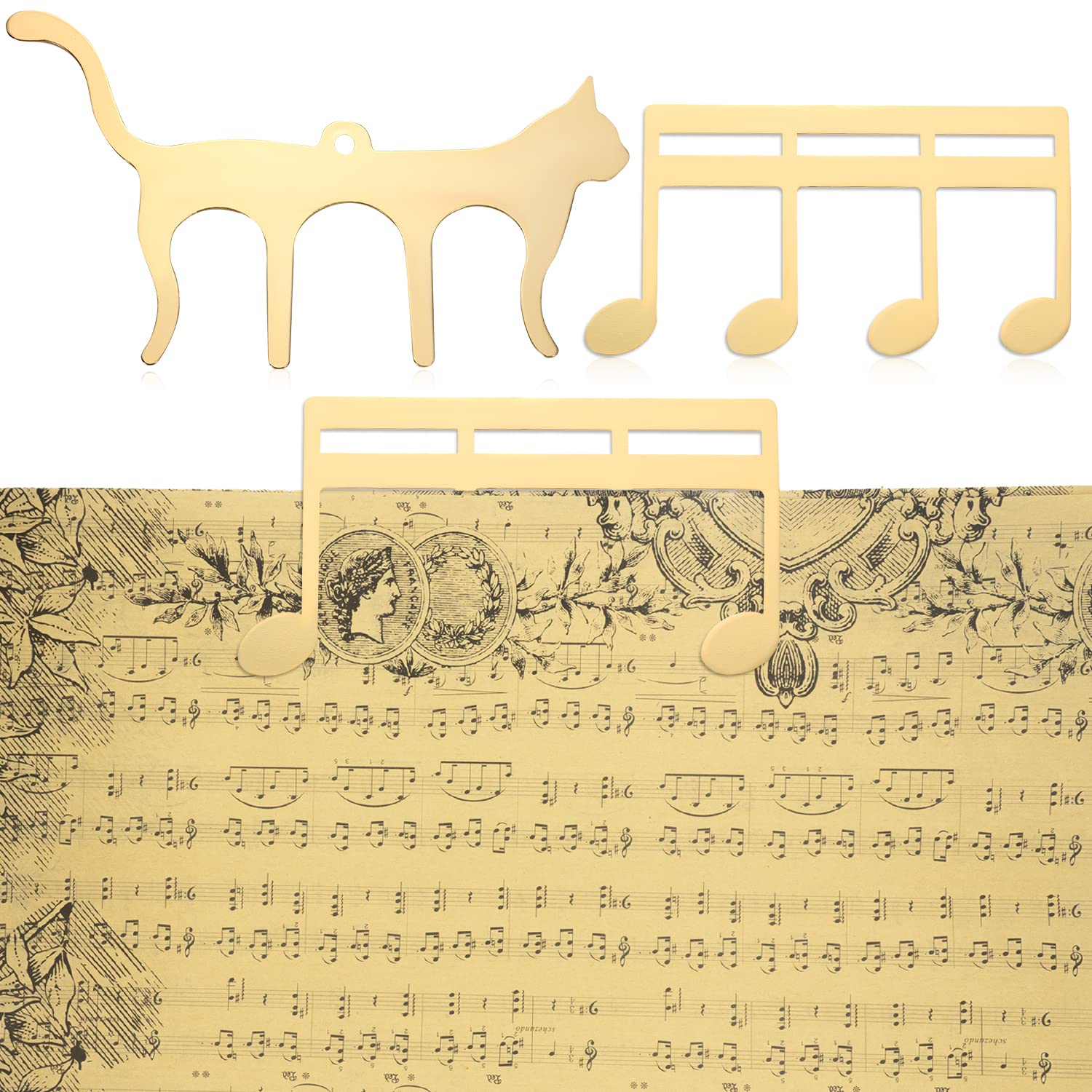 TOYMIS 2Pcs Gold Metal Music Book Clip Page Holder for Piano Keyboard Stands Books