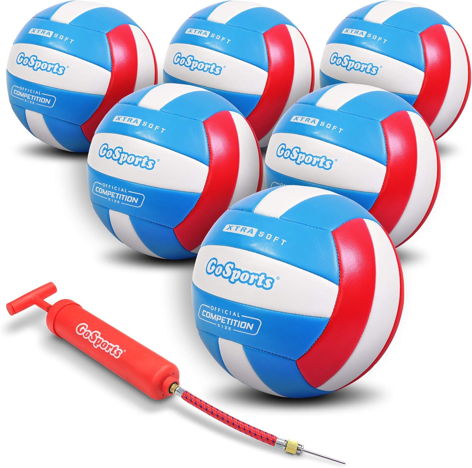 GoSports Soft Touch Recreational Volleyball | Regulation Size for Indoor or Outdoor Play | Includes Ball Pump - Choose Between Single or 6 Pack, Six Pack : Sports & Outdoors