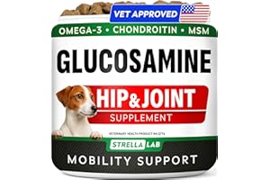 Glucosamine for Dogs - Hip & Joint Supplement - Chondroitin, MSM, Turmeric to Improve Mobility & Energy - Natural Joint Pain 
