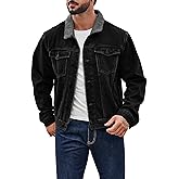 Runcati Mens Sherpa Fleece Lined Denim Jacket Casual Winter Warm Button Down Trucker Jacket Coat with Pocket