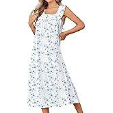 Ekouaer Cotton Nightgowns for Women Long Sleeveless Night Gown Victorian Sleep dress Soft Night Dress Ladies Sleepwear