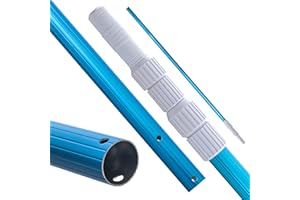 U.S. Pool Supply Professional 12 Foot Blue Anodized Aluminum Telescopic Swimming Pool Pole, Adjustable 3 Piece Expandable Step-Up - Attach Connect Skimmer Nets, Rakes, Brushes, Vacuum Heads with Hoses