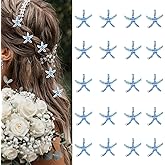 YISSION Cute Rhinestone Hair Pins, Clips and Barrettes - 20Pcs Blue Starfish Small Decorative Hair Accessories for Girls, Women, Beach Wedding Party