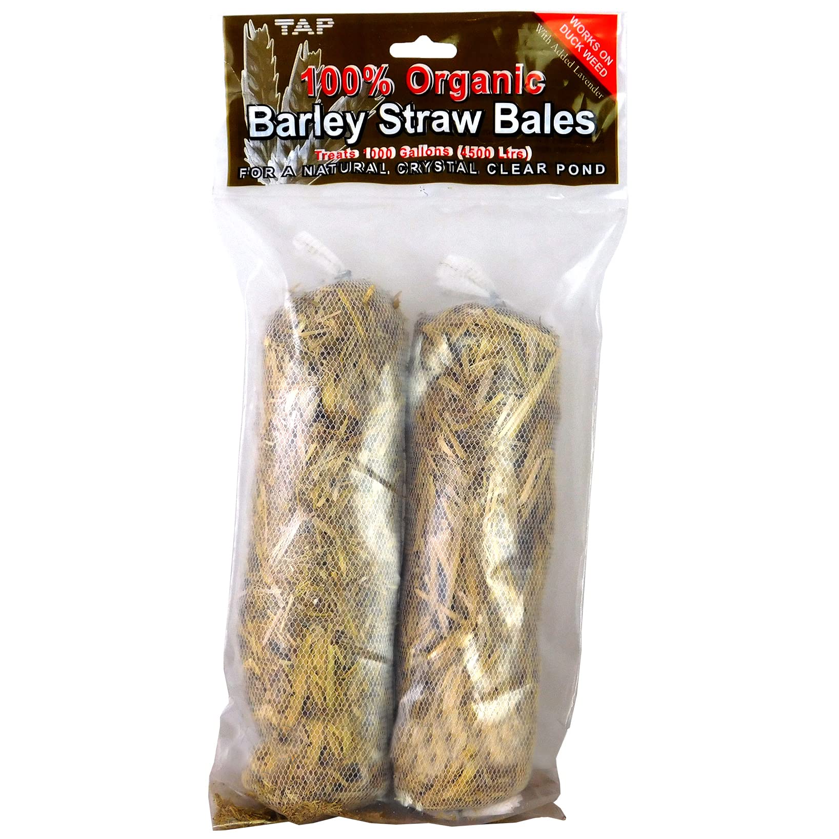 TAP Pond Barley Straw Algae Control DuckWeed Water Treatment Dual Pack (Single (2 Bales))