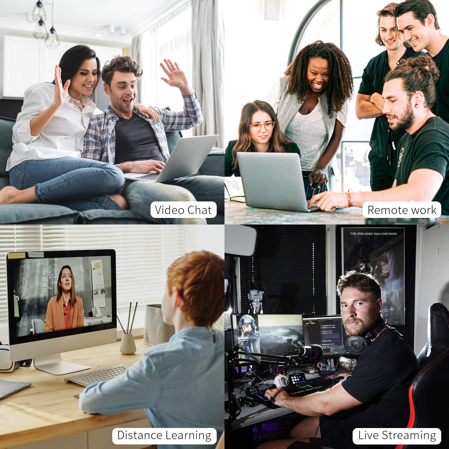 1080P Webcam for PC Laptop Desktop, 360-Degree Rotation Streaming Webcam with Microphone, Computer Video Camera Webcam Compatible for Video Calling Recording Conferencing : Camera & Photo