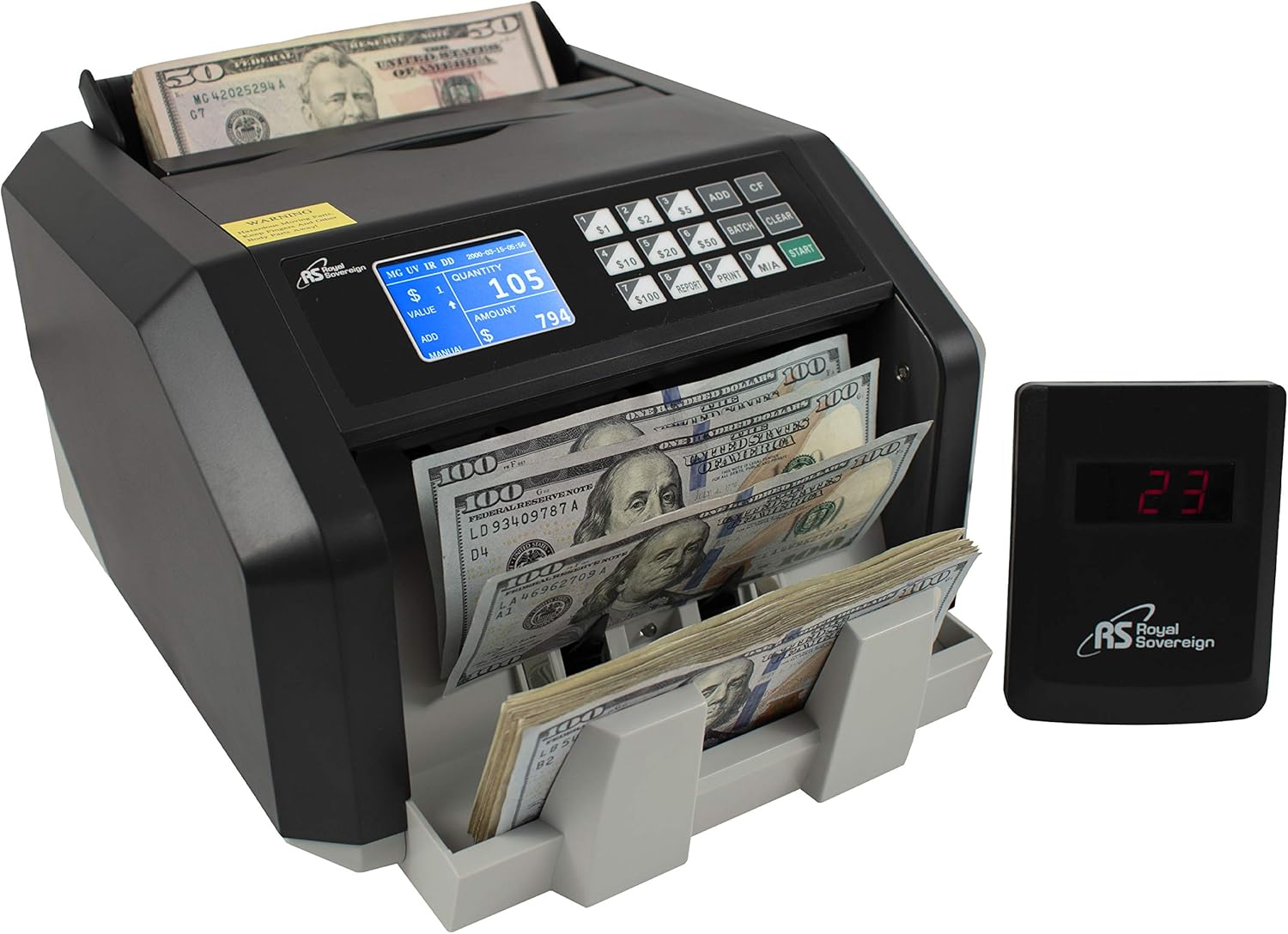 Royal Sovereign High Speed Money Counting Machine, with UV, MG, IR Counterfeit Bill Detector & Value Counting (RBC-ES250) : Office Products
