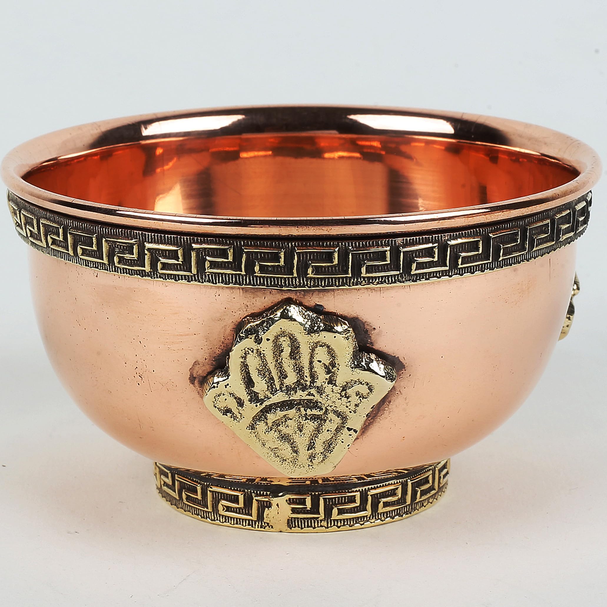 Indian Consigners 3-Inch Copper Offering Bowl with Hamsa Hand – Small Decorative Brass Altar Bowl for Smudging, Rituals, Witchcraft & Spiritual Decor