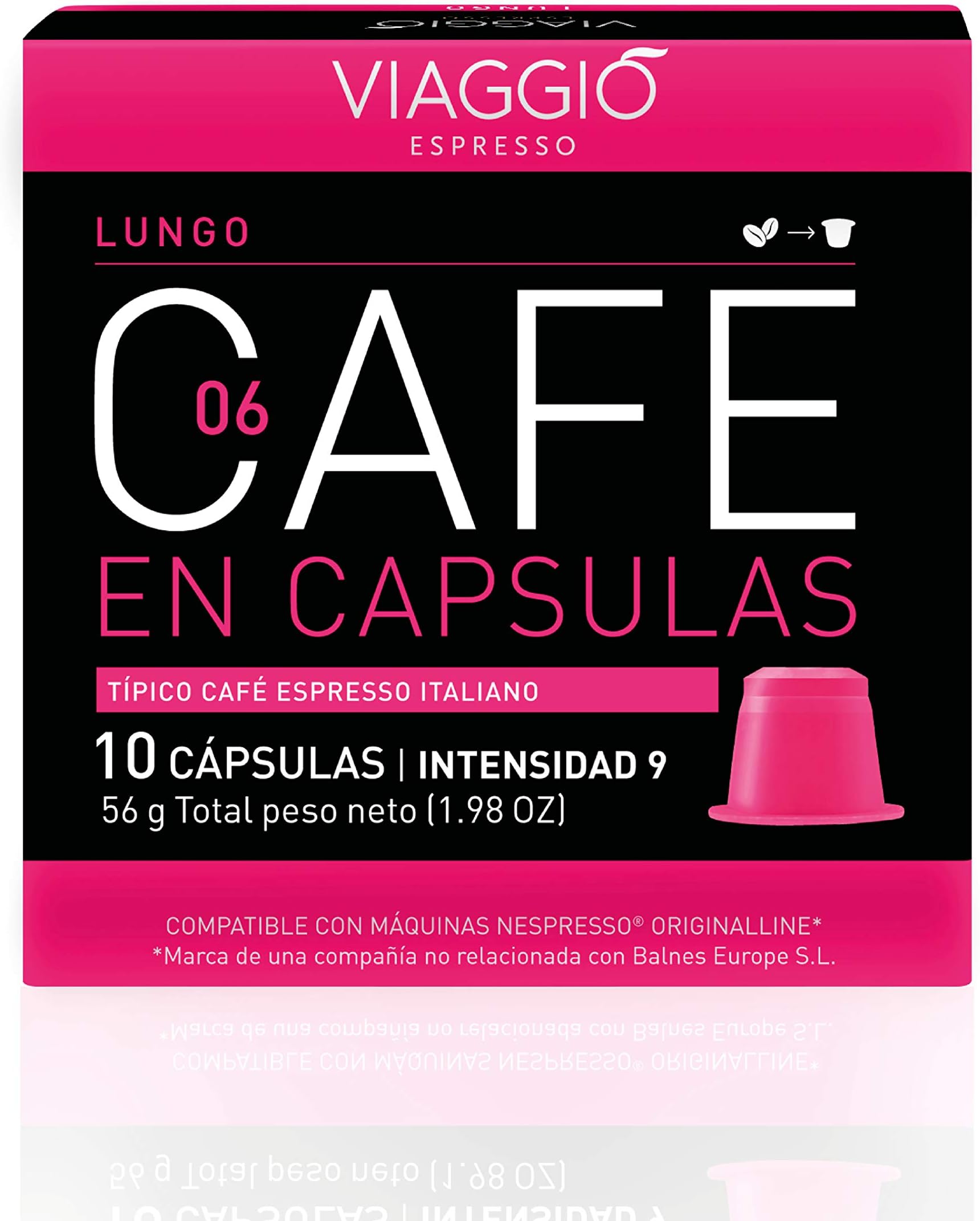 Viaggio Espresso Coffee Capsules Compatible with Nespresso Machines Lungo (60 Capsules)