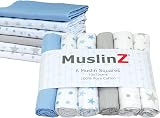 MuslinZ Muslin Cloths for Baby 70x70cm 6 Pack Pure Cotton Soft Breathable
