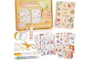 Needbrock DIY Jonrnal Kit for Girls Ages 8 9 10 11 12 13 Years Old and Up, Kids Stationary Scrapbook Diary Supplies Set Birthday Gifts Ideas Jonrnaling Art Crafts Stuff for Teen Girls