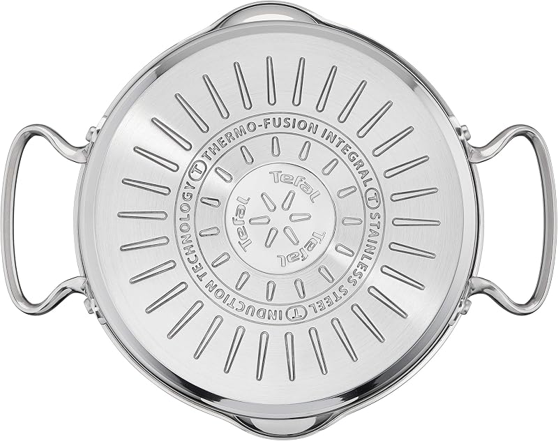 Duetto Lot de 7 pièces : 3 casseroles 16/20/24 cm, 1 casserole 16 cm, 3 couvercles en acier inoxydable, 3 couvercles en verre, marques de mesure, toutes sortes de cuisines, passe au four et au