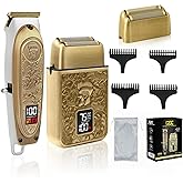 GEC Professional Men's Electric Razor & Barber Kit - Cordless Foil Shaver, Titanium T-Blades, 3-in-1 Multifunctional Trimmer for Beard, Hair, & Body Grooming – Travel-Friendly with Built-in Battery