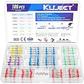 Kuject Heat Shrink Self Solder Wire Connectors Kit 180PCS, Crimpless & Solderless Waterproof Electrical Butt Terminals, Insul