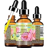 Botanical Beauty Japanese ORGANIC CAMELLIA Seed Oil. 100% Pure Natural Undiluted Refined Cold Pressed Carrier Oil to revitalize and rejuvenate the hair, skin and nails. 0.5 Fl. oz 15 ml