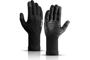 Pure Wool Winter Thermal Gloves Men Women Extra Warm Knit Gloves with Fleece Lined and Touchscreen for Cold Weather