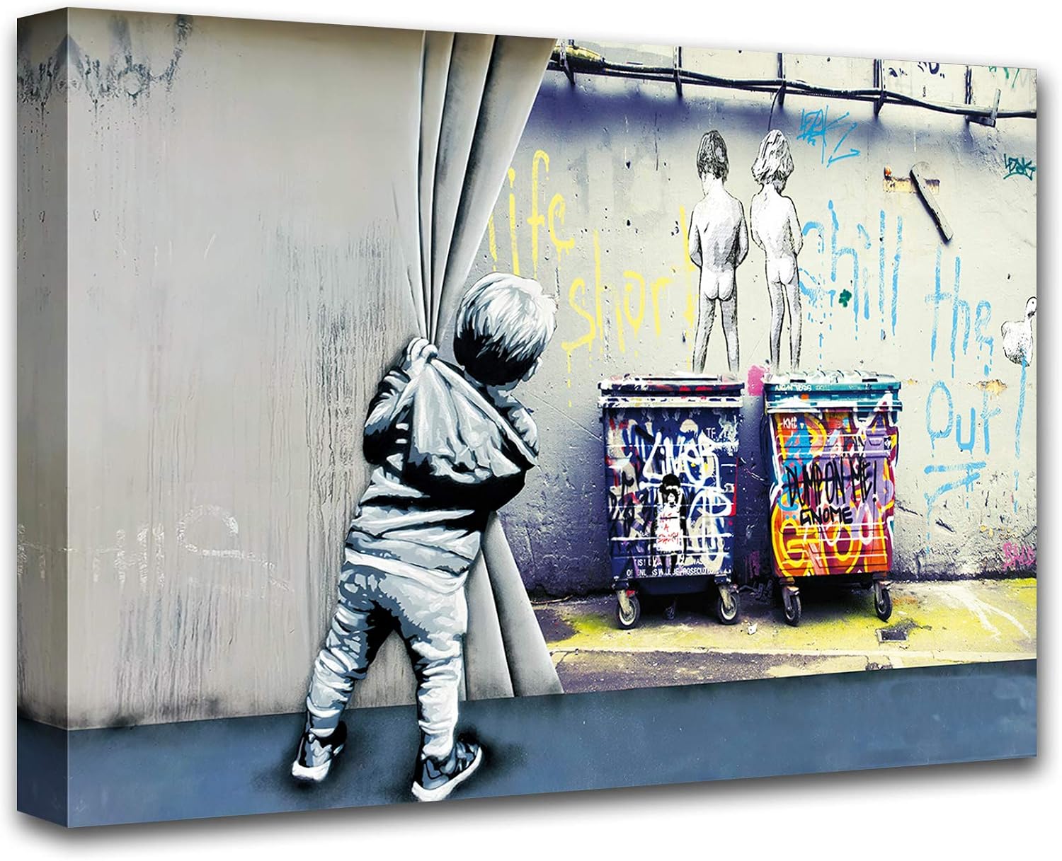 Amazon Tucocoo Banksy バンクシー ポスター アートパネル 絵画 インテリア キャンバス ステッカー おしゃれ インテリア 模様替え リビング 内装 玄関 モダンアート 木枠セット キャンバス 壁飾り 壁掛け ウォールステッカー オンライン通販