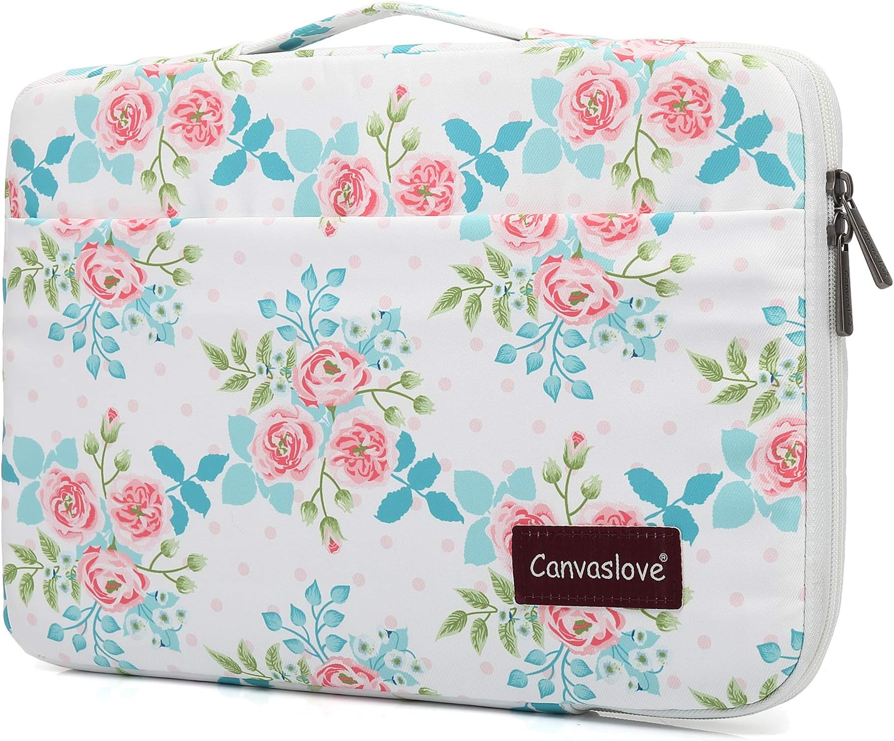 Canvaslove Rosa Chinensis Pattern Conner Bottom Rebound Bubble Protection Waterproof Laptop Sleeve Case with Handle and Pockets for 15 Inch and 15.6 Inch Laptop