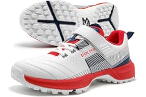 SOLM8 S70 Cricket Shoes with Gel Insole - Designed for Bowlers with Secure Velcro Strap & Well Padded Upper and Advance Rubbe