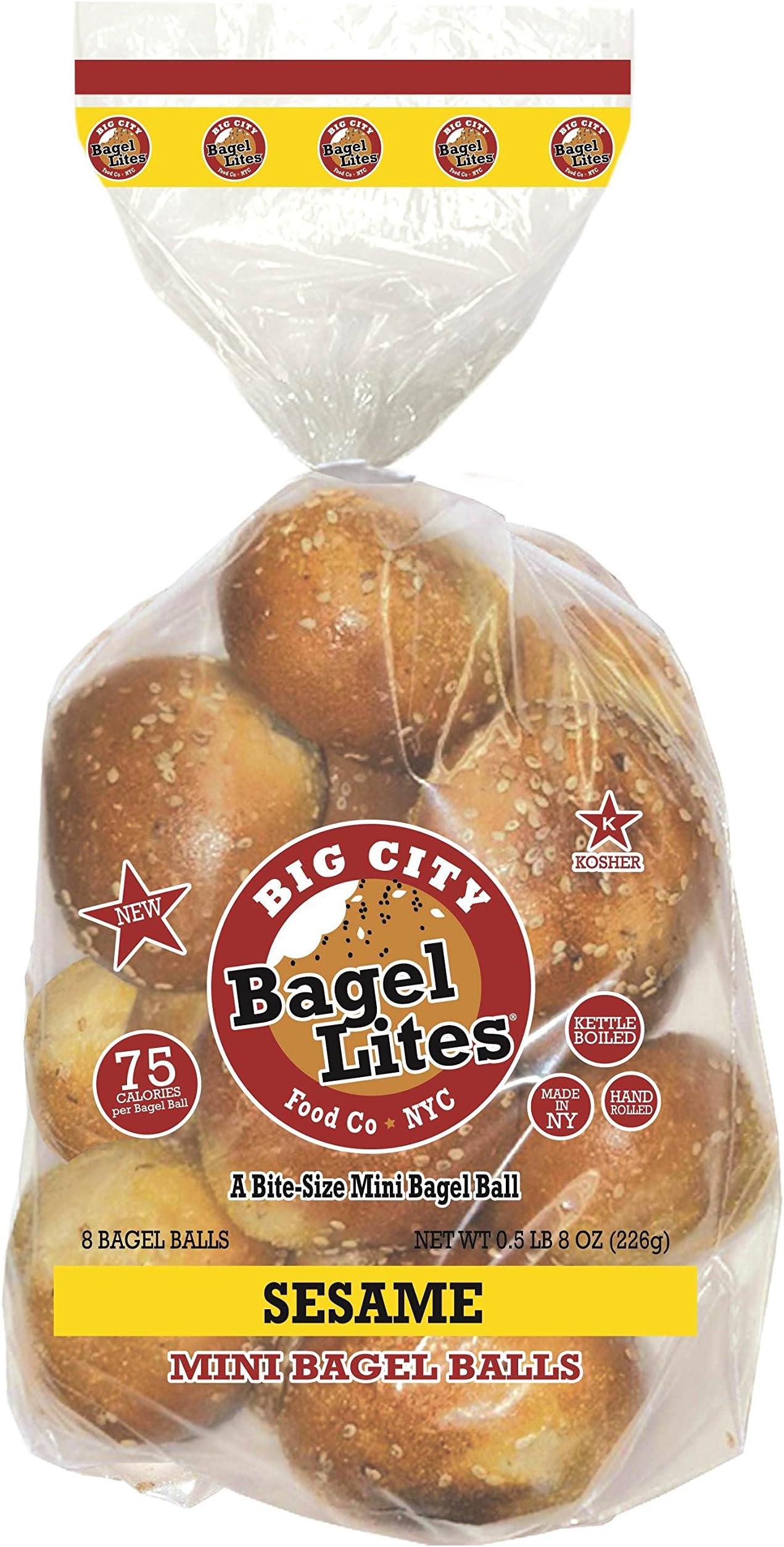 24 Bagel Lites Fresh NYC mini bagel balls- SESAME (3 PACK)