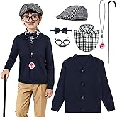 AOTHSO 8PCS Old Man Costume for kids 100 Days of School boys Grandpa old person Outfit Cosplay