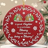 Neighbor Gifts - Neighbor Christmas Tree Decoration Ceramic Ornaments 2025- Christmas Birthday Gift Ideas for Neighbors Friends BFF Bestie Women - Thank You Gifts for Women, Friends, Xmas Decor
