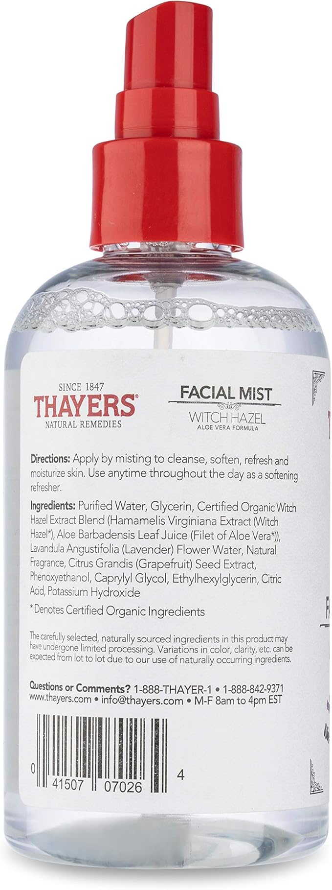 thayers facial mist ingredients