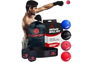 BOXERPOINT Boxing Reflex Ball for Adults and Kids - React Reflex Balls on String with Headband, Carry Bag and Hand Wraps - Improve Hand Eye Coordination, Punching Speed, Fight Reaction