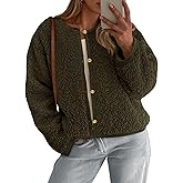 PRETTYGARDEN Women's 2025 Fall Fashion Clothes Trendy Fleece Sherpa Cropped Jackets Buttons Warm Casual Winter Faux Fur Coats