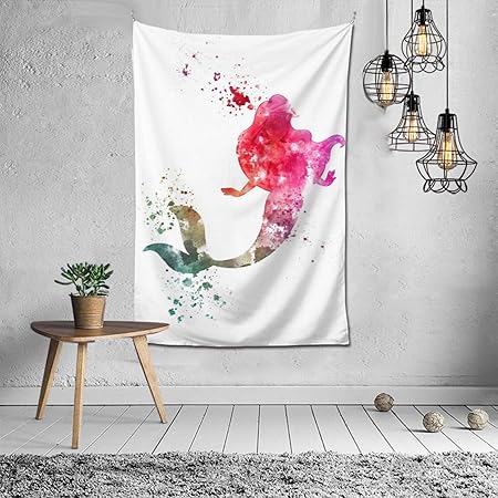 Amazon Co Jp 水彩アリエルリトルマーメイド Fish タペストリー おしゃれ レトロ 大判 壁掛け壁画 掛け ファブリック装飾 多機能 モダンなアート 模様替え 部屋 窓カーテン 装飾用品 Generic