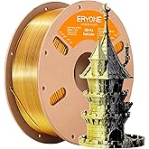 ERYONE Silk Dual Color PLA Filament 3D Printer 1.75mm +/- 0.03mm, Bicolor Filament Two Tone PLA 1KG(2.2lbs) Cardboard Spool, Black Gold