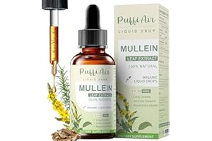 PUFFIAIR Mullein Drops for Lungs with Mullein Leaf, Thyme & Marshmallow Root – Lung Cleansing Formula for Smokers, Supporting Respiratory Health & Immunity | 60ml (2fl oz) Natural Vegan Non-GMO