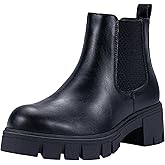 Vepose Women's 936 Chelsea Ankle Boots Platform Lug Sole Elastic Slip on Booties