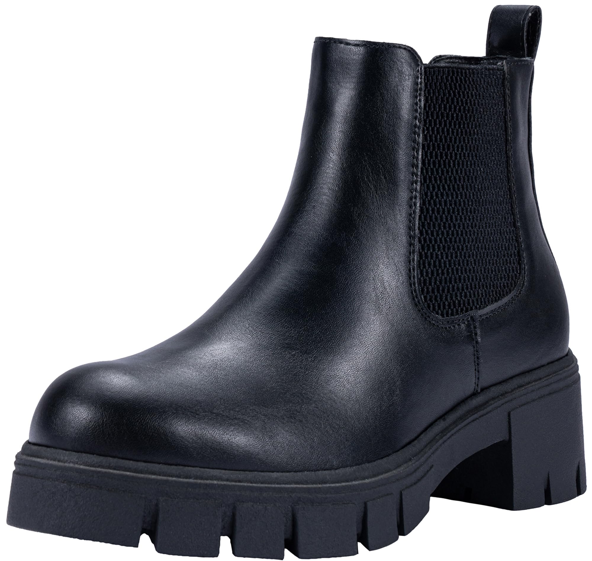 Photo 1 of Vepose Women's Black Chelsea Ankle Boots Platform Elastic Slip on 936 Booties with Low Lug Sole Chunky Block Heel Size 7 (CJY936 Black 07)